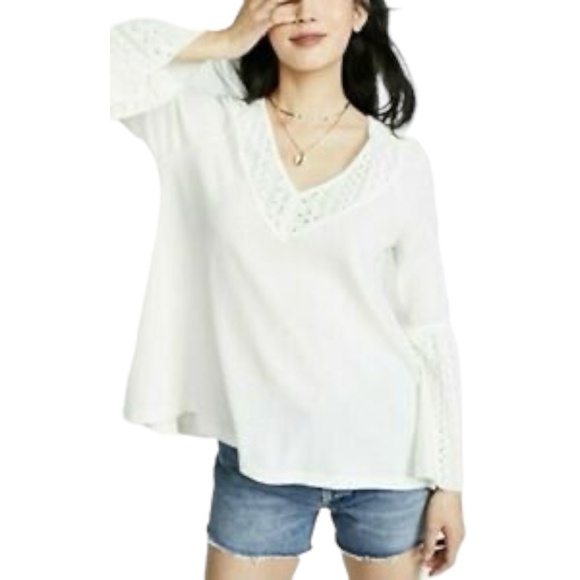 Free People Parisian Nights white long sleeve Boho embroidered top size XS Xsmal - Picture 3 of 12